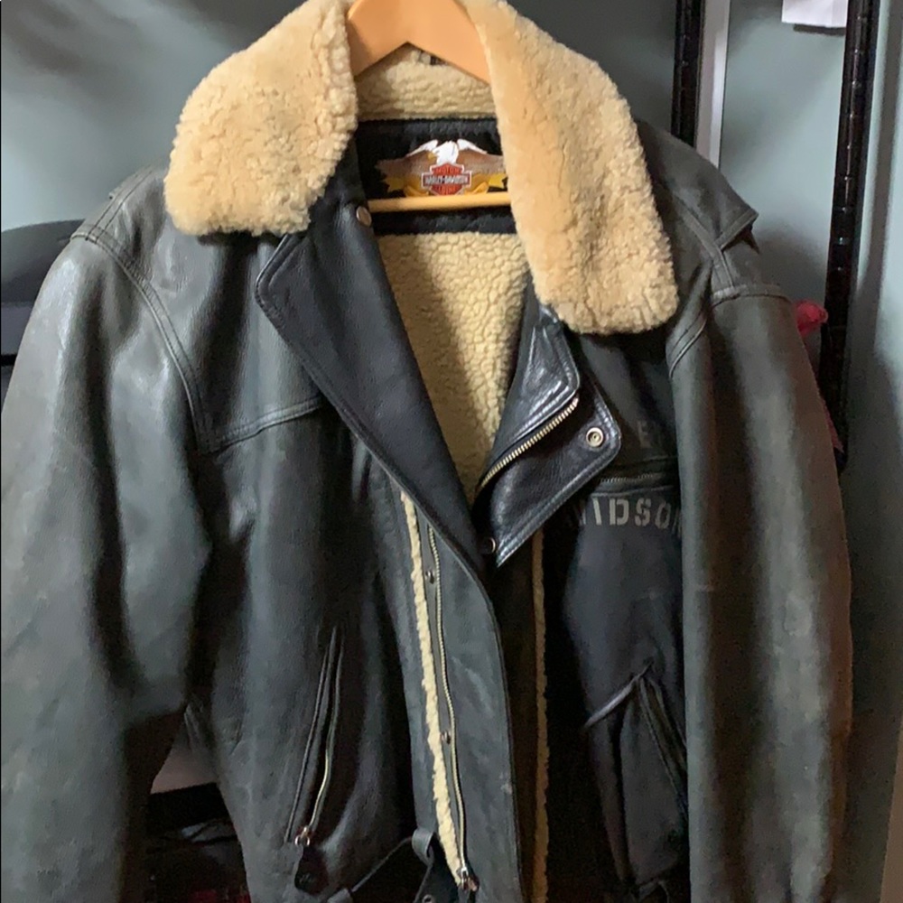 Harley Davidson lined bomber style jacket